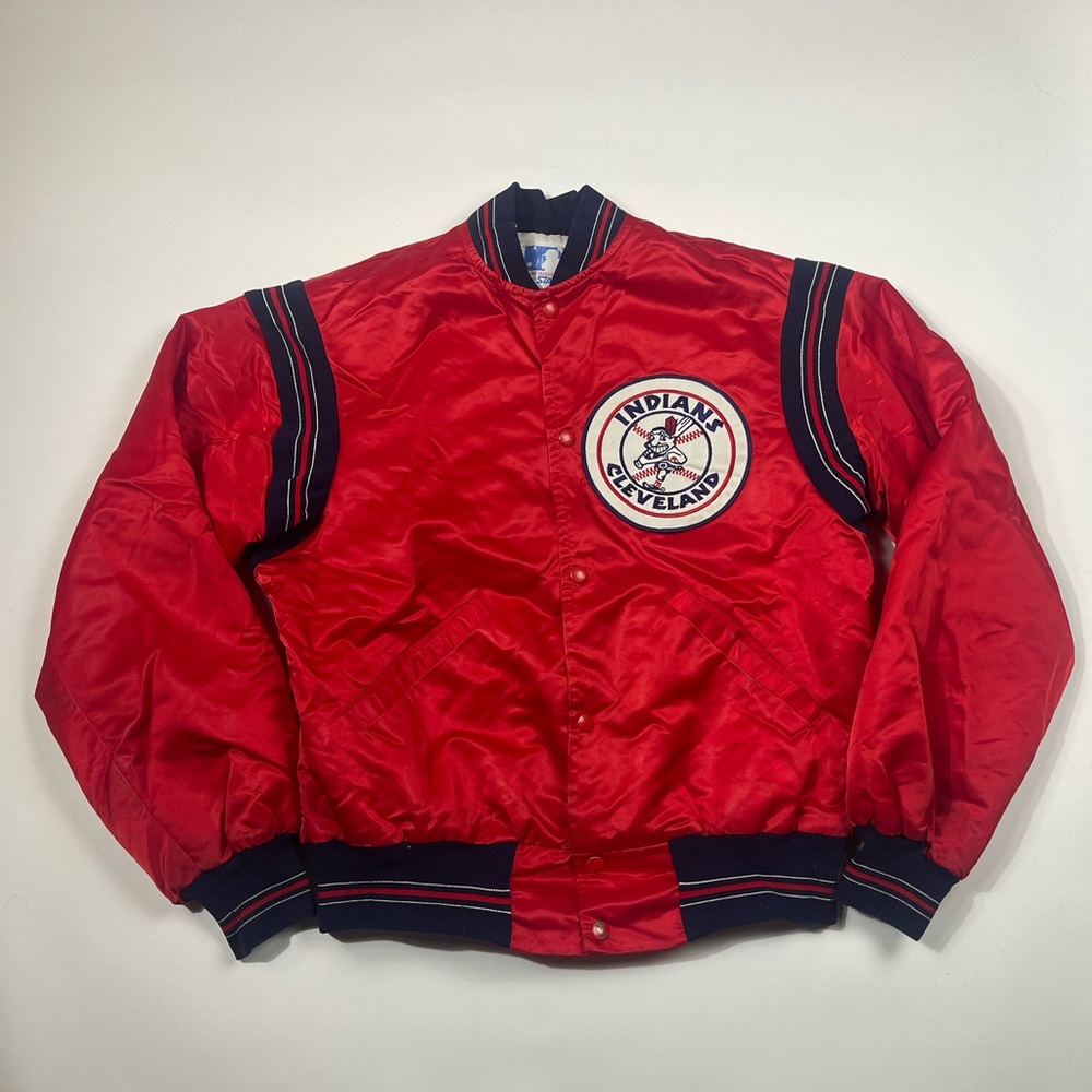 RARE Vintage 70s-80s Cleveland Indians Red Starter Bomber Jacket Size L